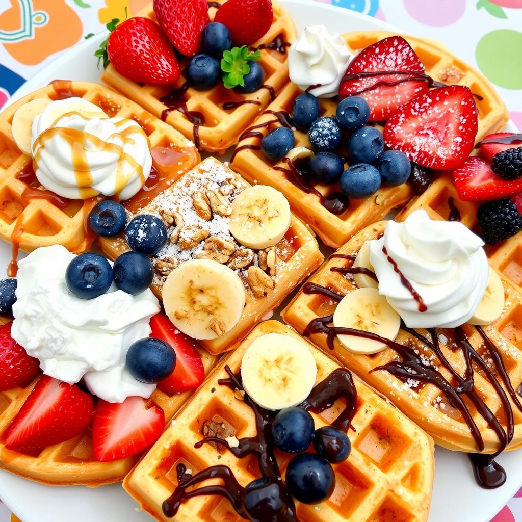 How to cook frozen waffles in the toaster: golden waffles popping up with other cooking methods like frying and baking visible in the background.