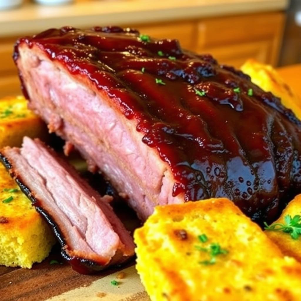 Ingredients for a cornbread BBQ sandwich