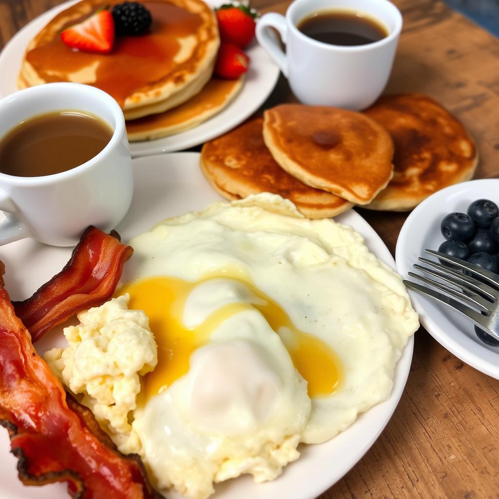 A classic American breakfast spread 