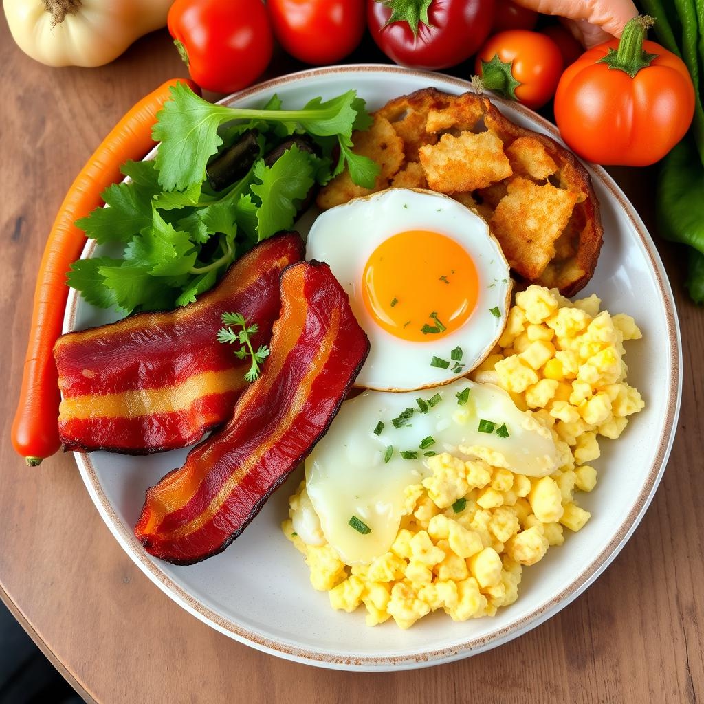 A vibrant spread of a classic American breakfast of a classic American breakfast - 