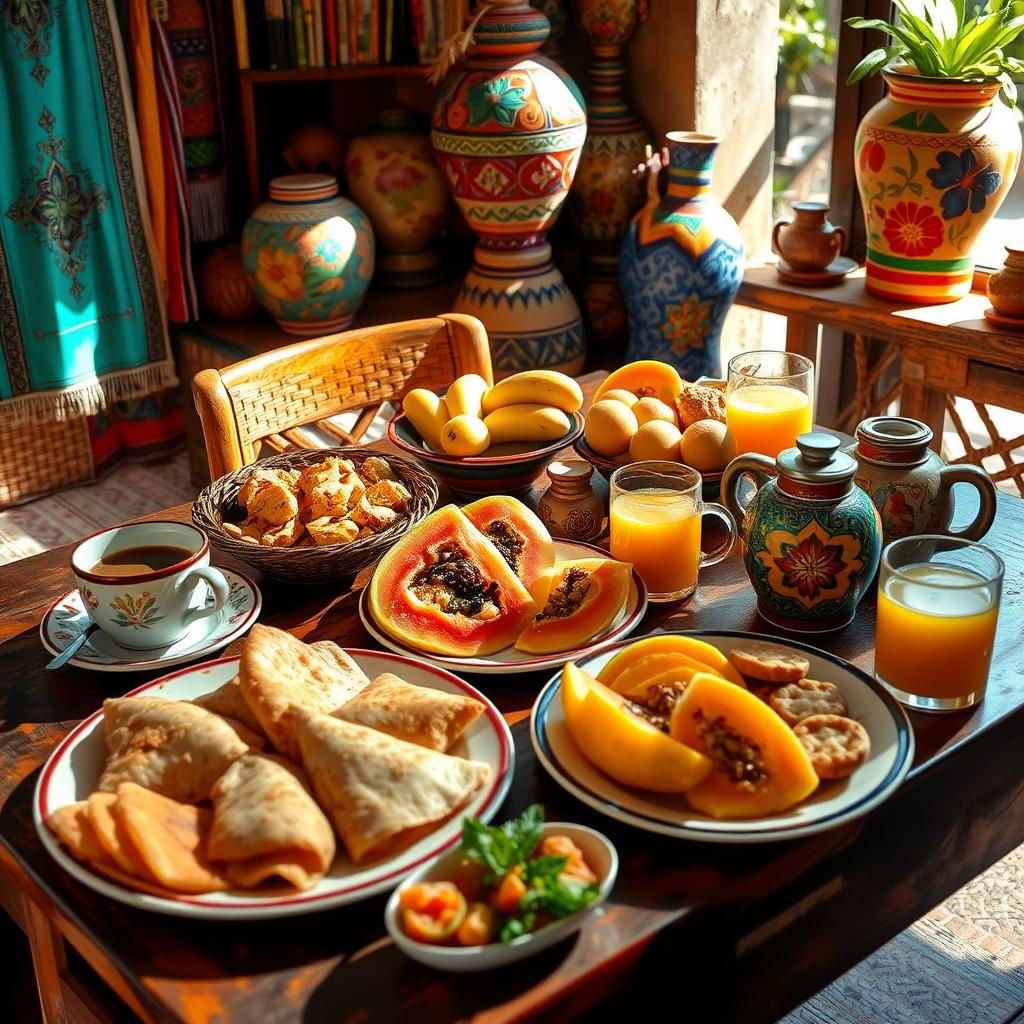 A vibrant South American breakfast scene