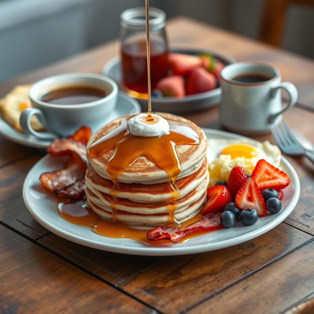 A classic American breakfast spread 