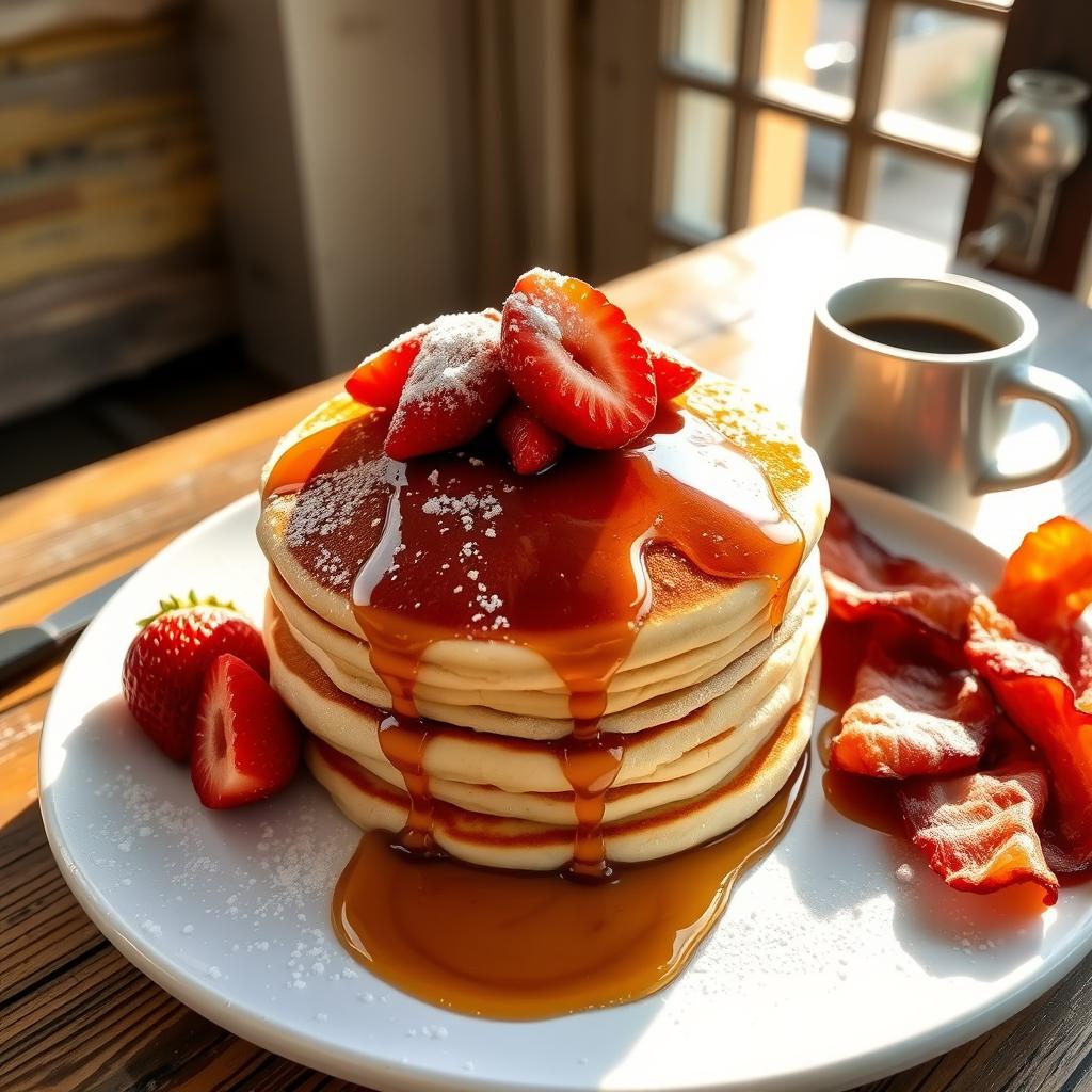 Pancake Breakfast - A side of crispy bacon