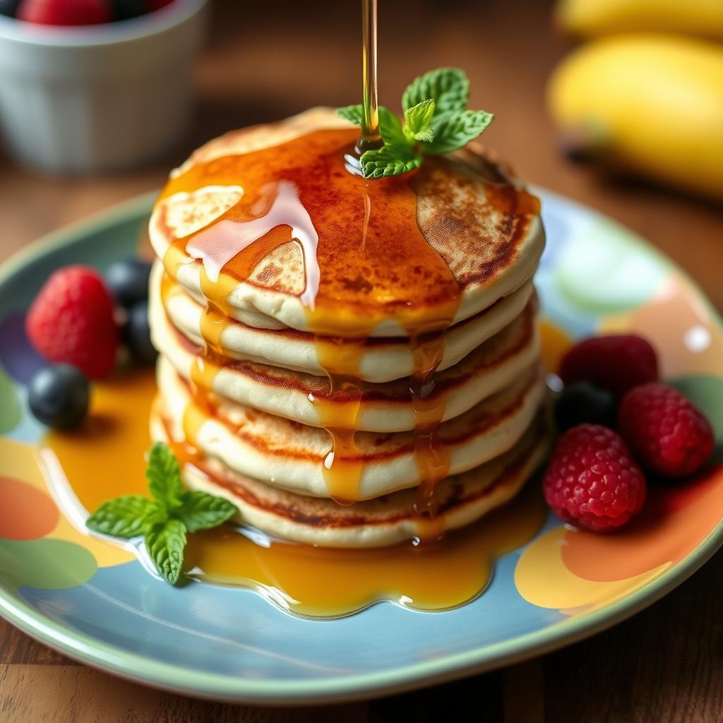 How long do you cook mini pancakes for? - A stack of fluffy mini pancakes on a vibrant breakfast plate